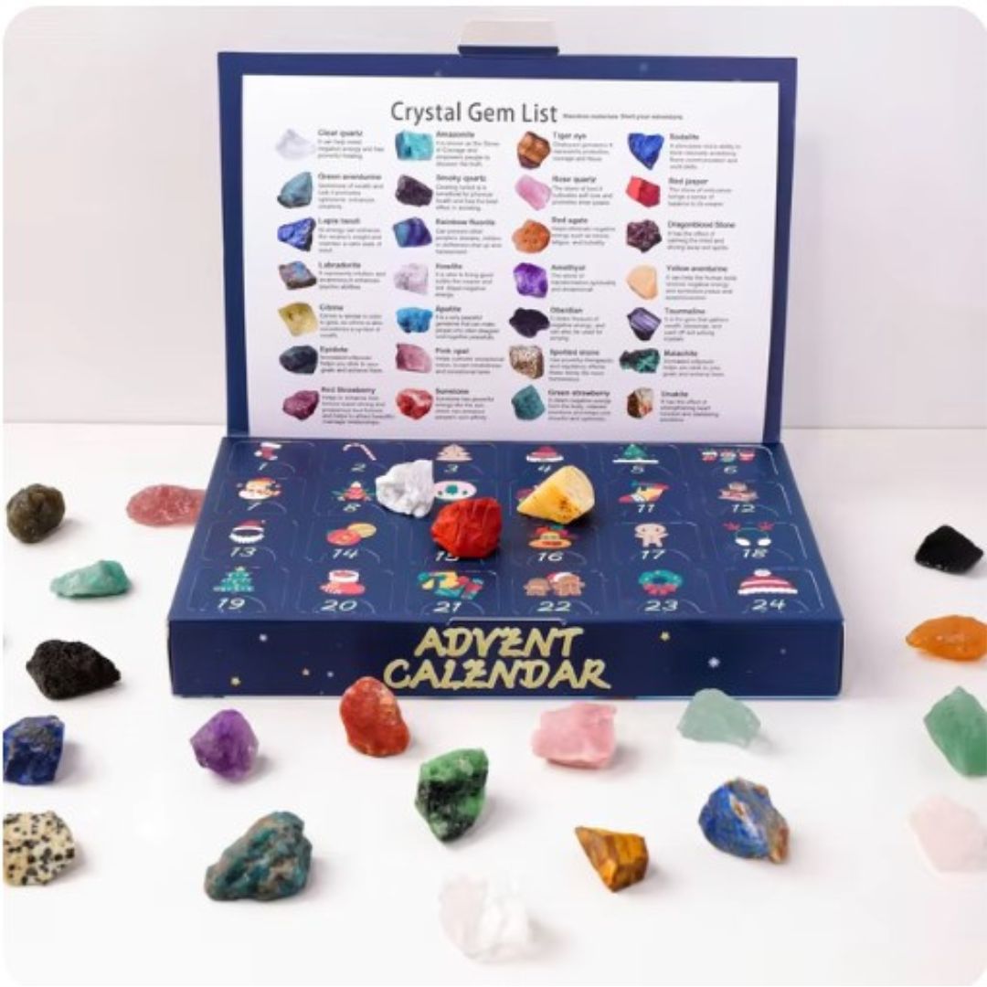 Calendrier de l'Avent en cristal - Compte à rebours de Noël avec 24 cristaux magiques