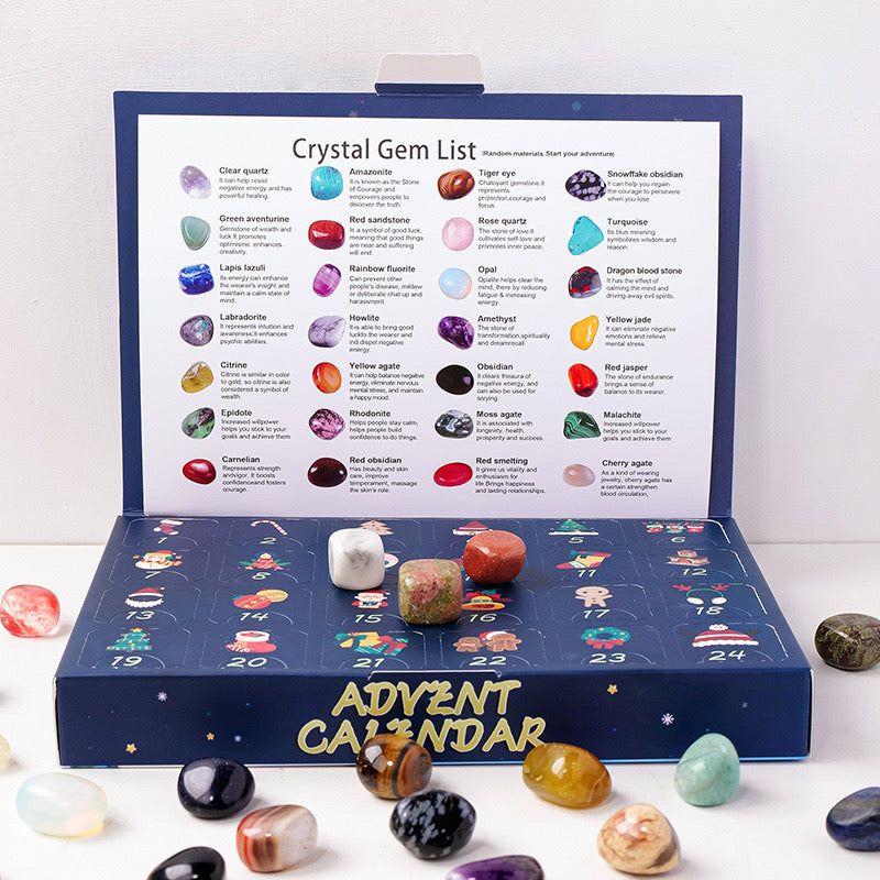 Calendrier de l'Avent en cristal - Compte à rebours de Noël avec 24 cristaux magiques