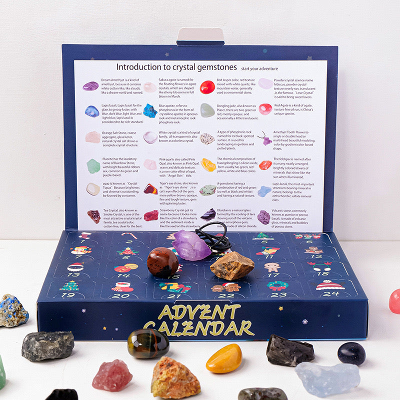 Calendrier de l'Avent en cristal - Compte à rebours de Noël avec 24 cristaux magiques