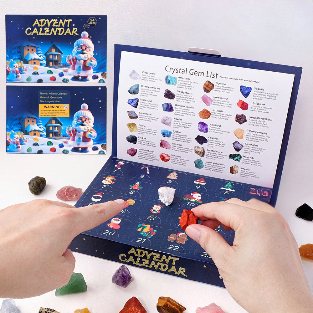 Calendrier de l'Avent en cristal - Compte à rebours de Noël avec 24 cristaux magiques