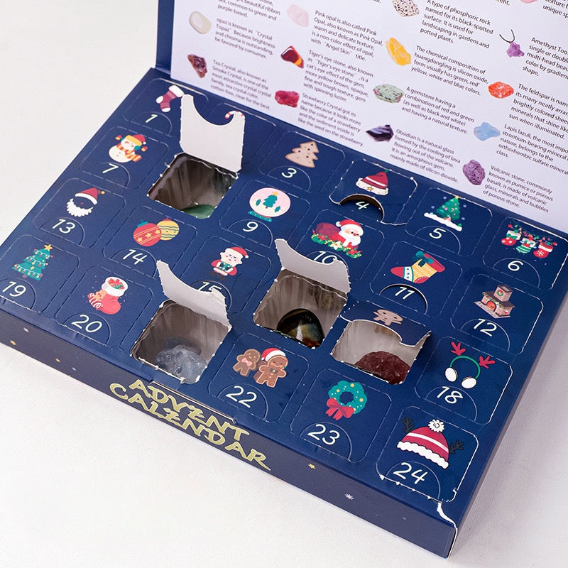Calendrier de l'Avent en cristal - Compte à rebours de Noël avec 24 cristaux magiques