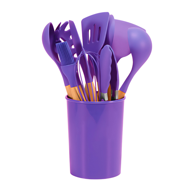 Davy | 12-Piece Silicone Utensil Set with Wood Handles