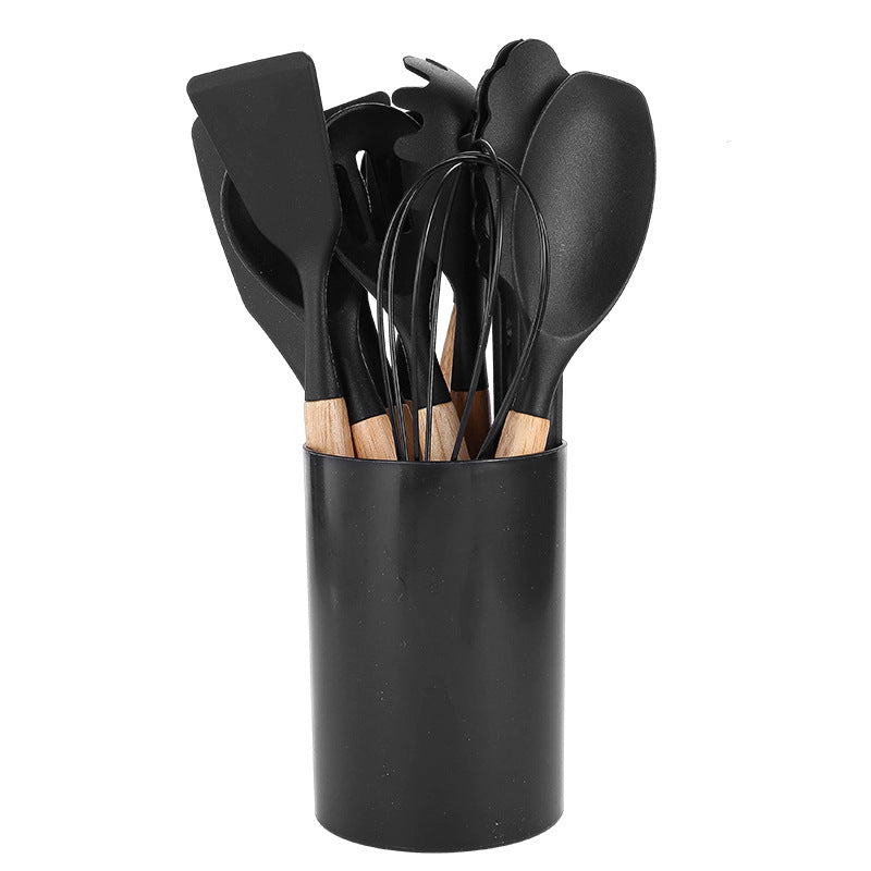 Davy | 12-Piece Silicone Utensil Set with Wood Handles
