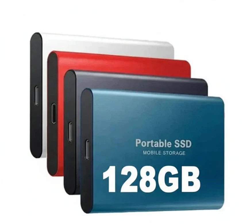 Davy | 128GB External SSD | USB 3.1 & USB-C High-Speed | NVMe M.2 Technology | Shockproof Aluminum Alloy Case | Plug & Play for PC, Mac & Mobile