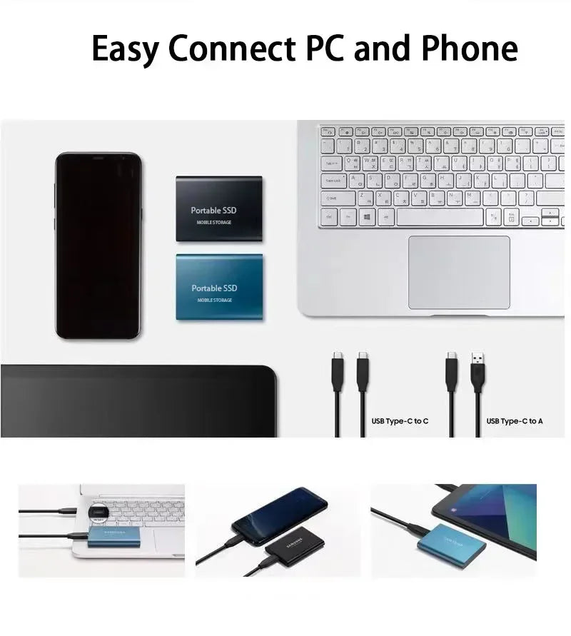 Davy | 128GB External SSD | USB 3.1 & USB-C High-Speed | NVMe M.2 Technology | Shockproof Aluminum Alloy Case | Plug & Play for PC, Mac & Mobile