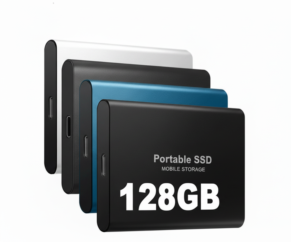 Davy | 128GB External SSD | USB 3.1 & USB-C High-Speed | NVMe M.2 Technology | Shockproof Aluminum Alloy Case | Plug & Play for PC, Mac & Mobile