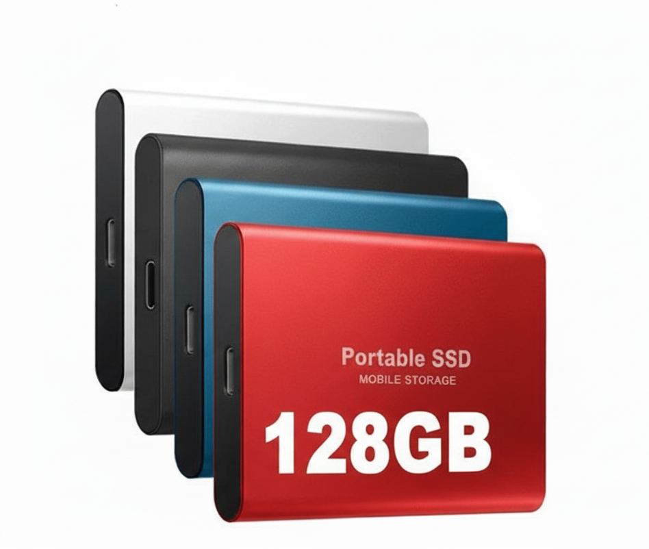 Davy | 128GB External SSD | USB 3.1 & USB-C High-Speed | NVMe M.2 Technology | Shockproof Aluminum Alloy Case | Plug & Play for PC, Mac & Mobile