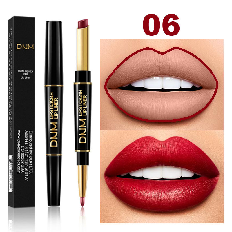 Davy | 2-in-1 Dual Lipstick & Liner | Matte Texture & Long-Lasting Finish | Highly Pigmented & Waterproof | 12 Color Variants for Precision Makeup