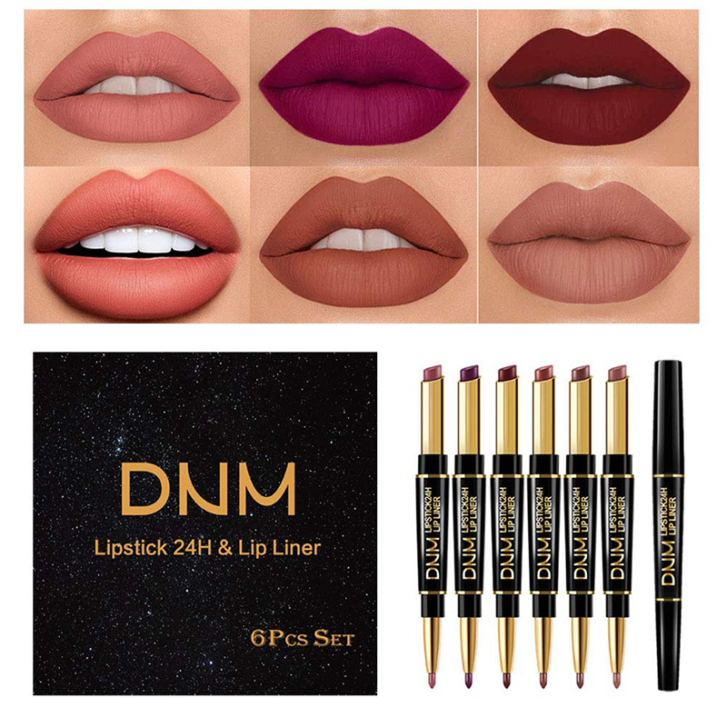Davy | 2-in-1 Dual Lipstick & Liner | Matte Texture & Long-Lasting Finish | Highly Pigmented & Waterproof | 12 Color Variants for Precision Makeup