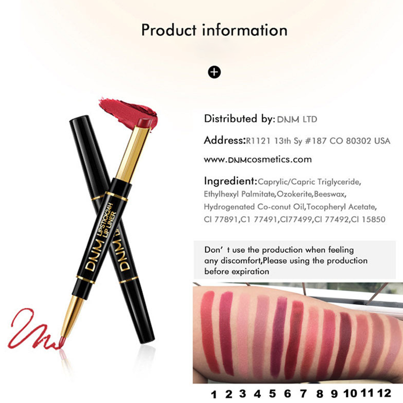 Davy | 2-in-1 Dual Lipstick & Liner | Matte Texture & Long-Lasting Finish | Highly Pigmented & Waterproof | 12 Color Variants for Precision Makeup
