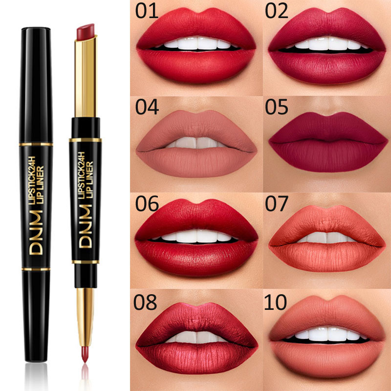 Davy | 2-in-1 Dual Lipstick & Liner | Matte Texture & Long-Lasting Finish | Highly Pigmented & Waterproof | 12 Color Variants for Precision Makeup