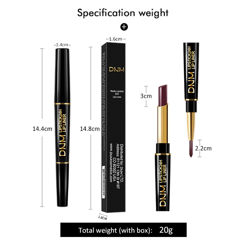 Davy | 2-in-1 Dual Lipstick & Liner | Matte Texture & Long-Lasting Finish | Highly Pigmented & Waterproof | 12 Color Variants for Precision Makeup