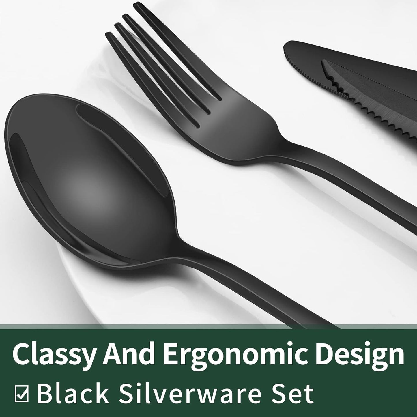 Davy | 24-Piece Cutlery Set | Stainless Steel | Black Design