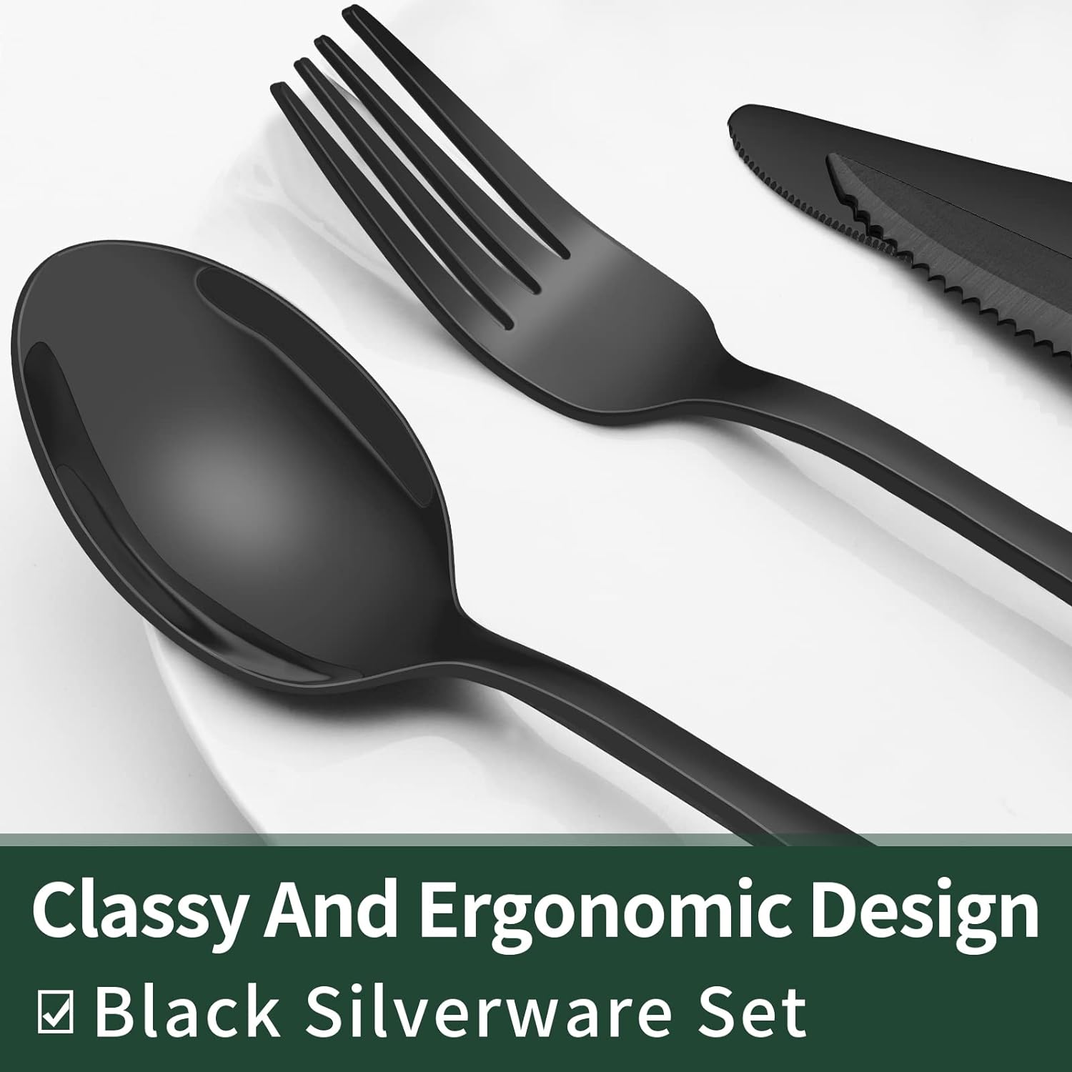 Davy | 24-Piece Cutlery Set | Stainless Steel | Black Design