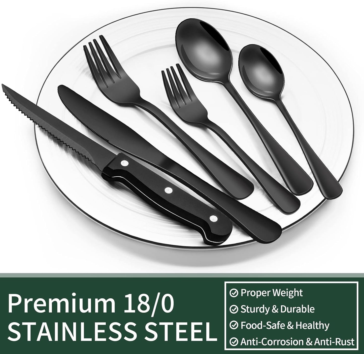 Davy | 24-Piece Cutlery Set | Stainless Steel | Black Design