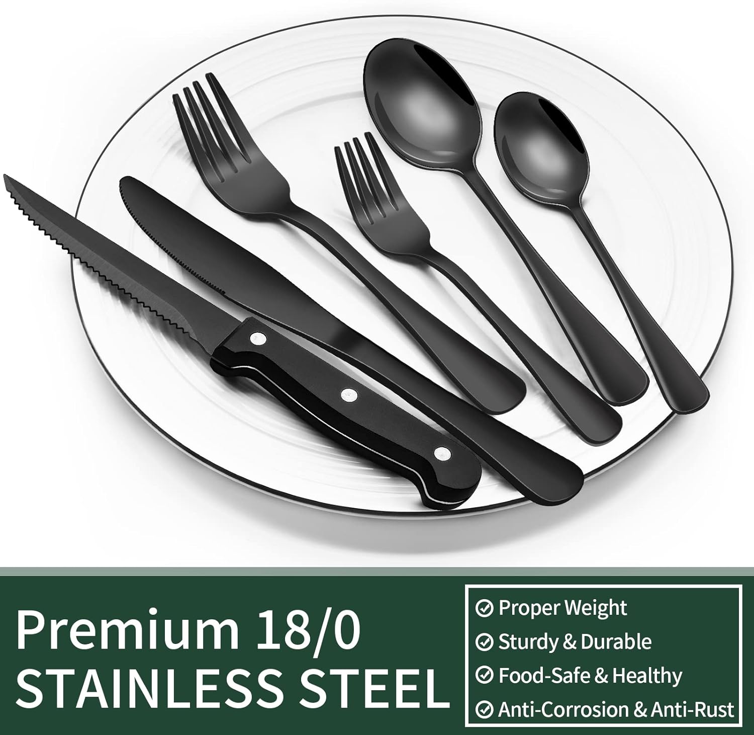 Davy | 24-Piece Cutlery Set | Stainless Steel | Black Design