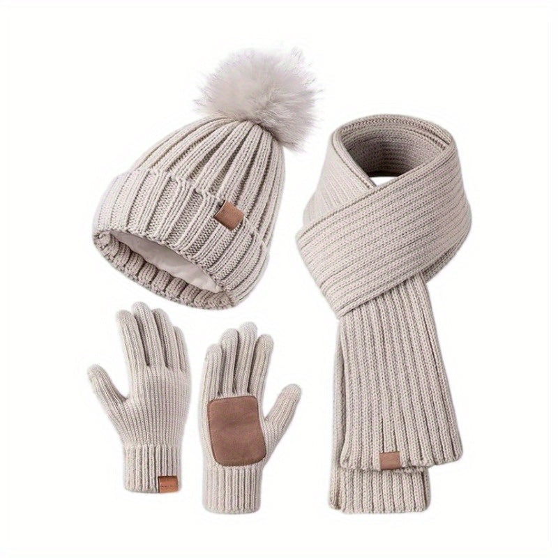 Davy | 3-in-1 Knitted Winter Set with Hat, Scarf, and Touchscreen Gloves