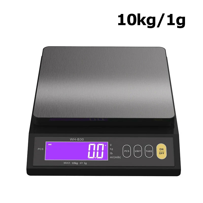 Davy | 5 kg/0.1 g and 10 kg/1 g digital electronic kitchen scale, LCD display, fully waterproof stainless steel tool for baking