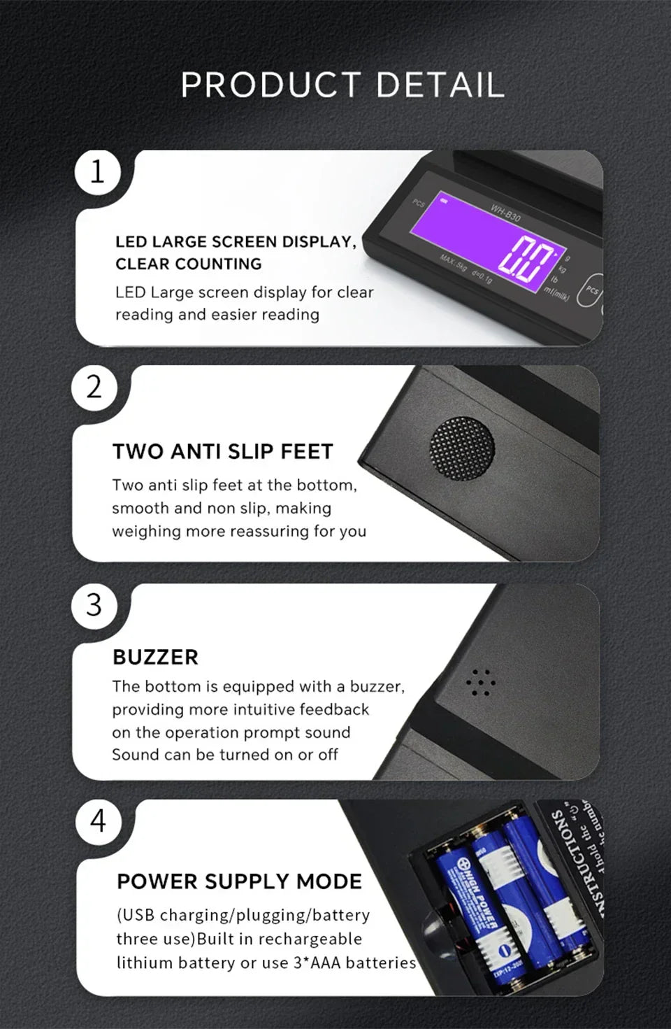 Davy | 5 kg/0.1 g and 10 kg/1 g digital electronic kitchen scale, LCD display, fully waterproof stainless steel tool for baking
