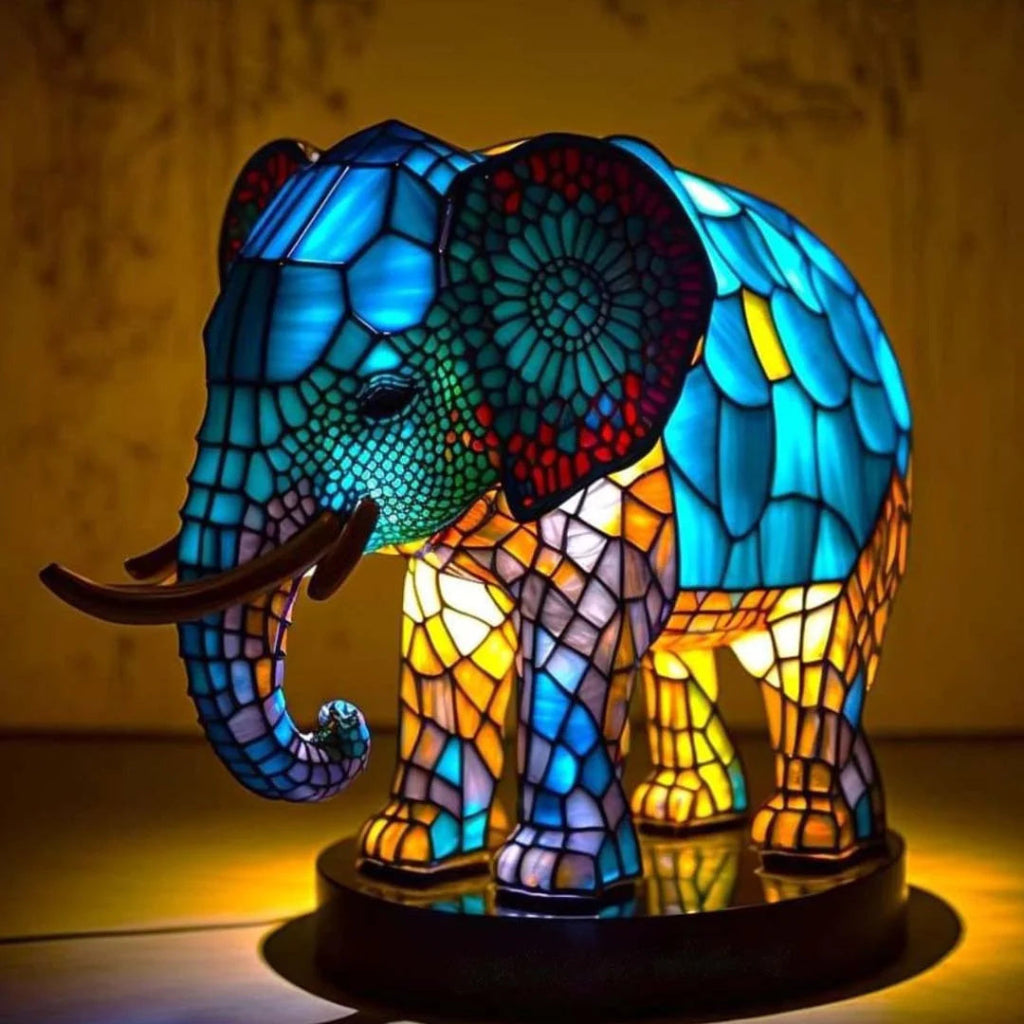 Davy | Animal Head Night Light - Stained Glass Style Accent Lamp