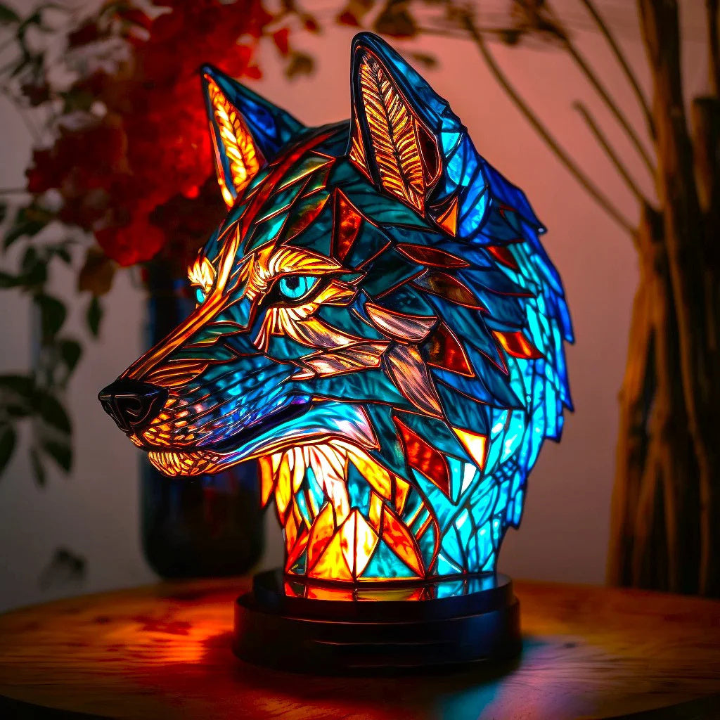 Davy | Animal Head Night Light - Stained Glass Style Accent Lamp