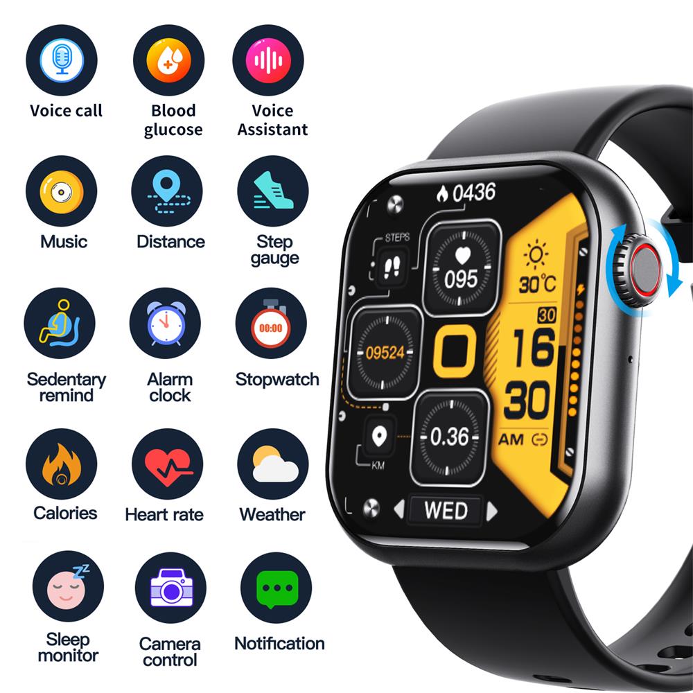 Davy | Blood Sugar Blood Pressure Blood Oxygen Sleep Monitor Waterproof Smartwatch