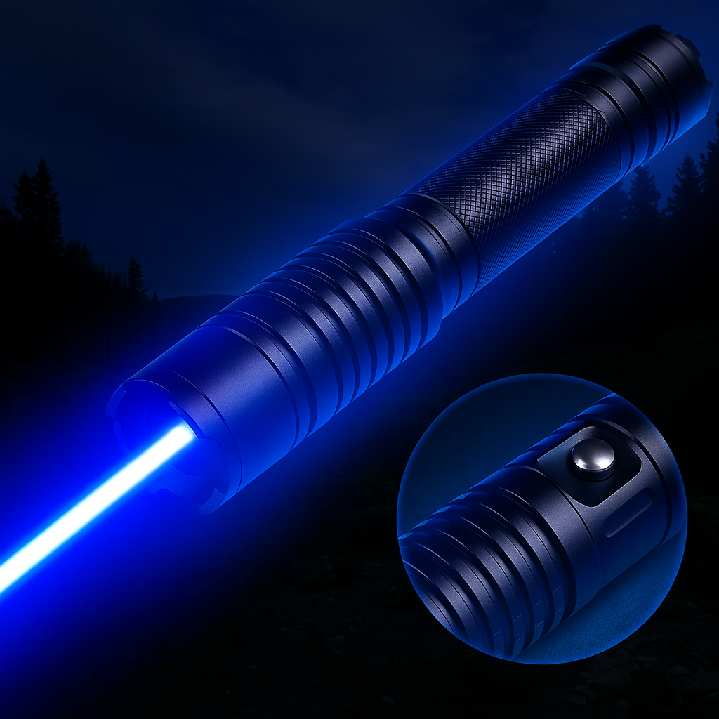 Davy | Blue Beam Laser Torch | 450nm High-Intensity Optical Output | Tactical 5000m+ Range | Adjustable Focus Aluminum Chassis | Thermal Ignition Capable Flashlight