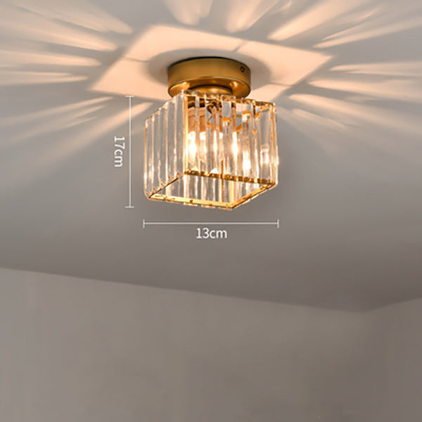 Davy | Crystal Glass Ceiling Lamp – Brass Fixture & Compact Design