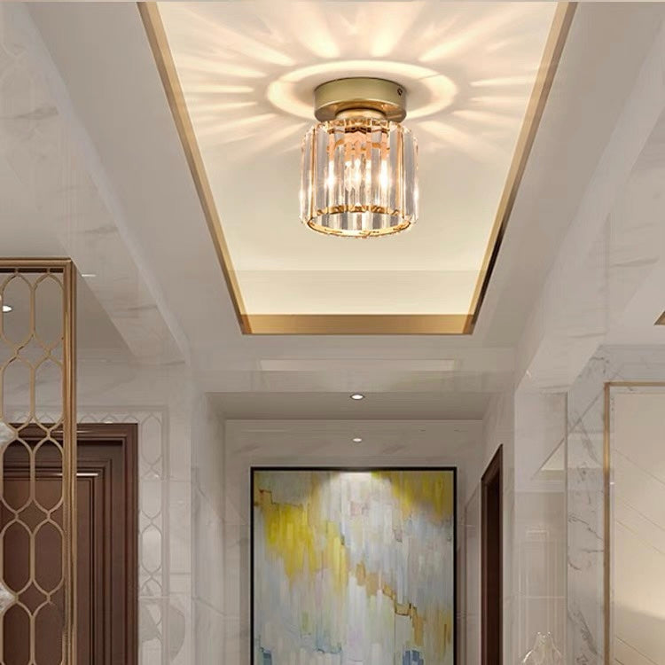 Davy | Crystal Glass Ceiling Lamp – Brass Fixture & Compact Design