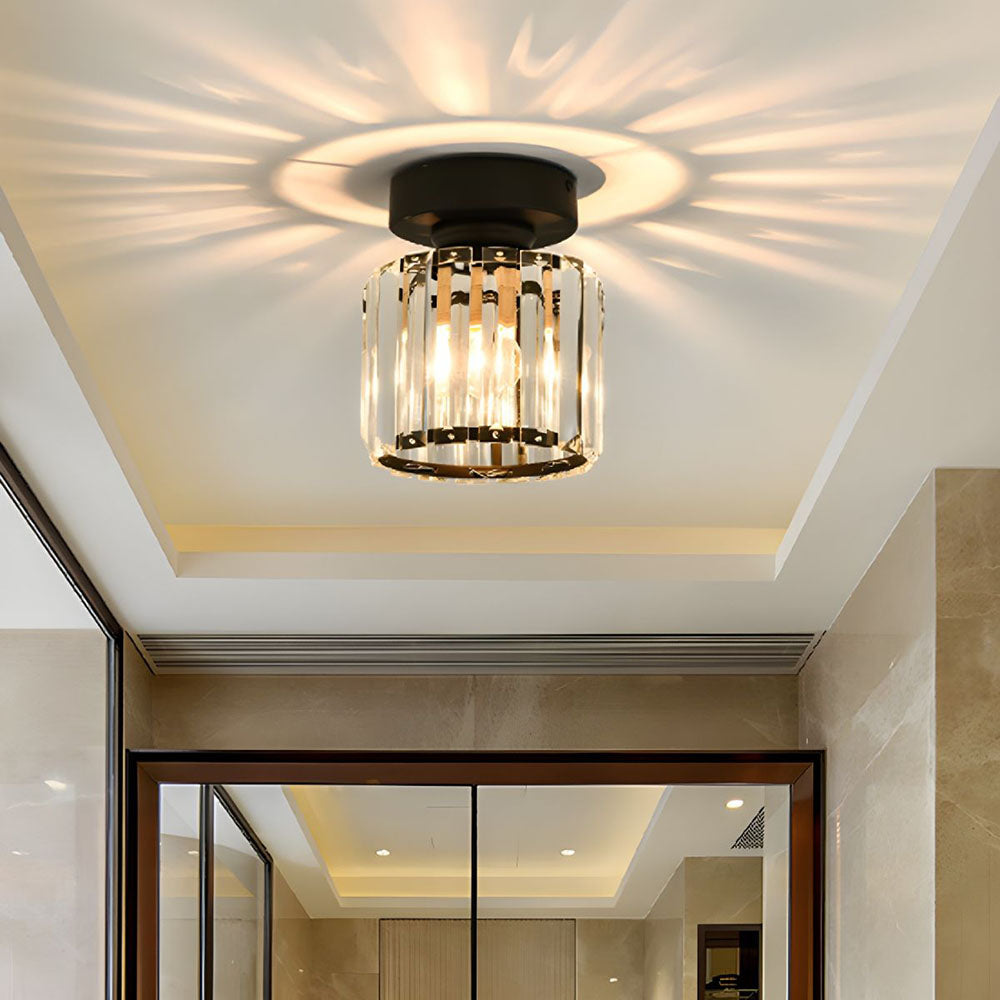 Davy | Crystal Glass Ceiling Lamp – Brass Fixture & Compact Design
