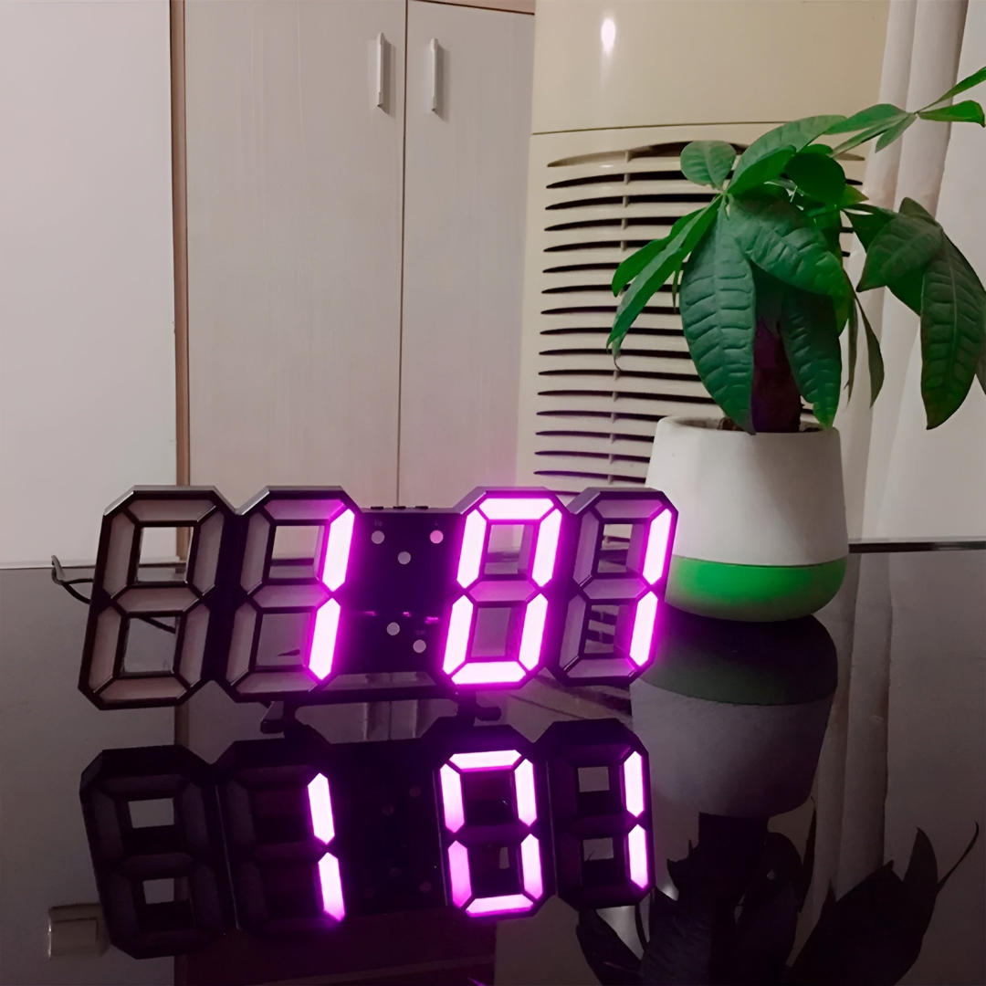 Davy | Designer LED 3D Wall Clock with Digital Display and Intuitive Operation