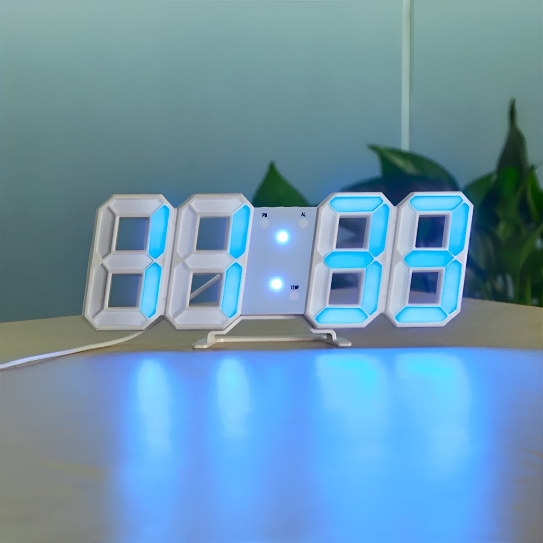 Davy | Designer LED 3D Wall Clock with Digital Display and Intuitive Operation
