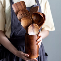 Davy | Set de Utensilios de Cocina de Madera - Herramientas de Cocina de Teca