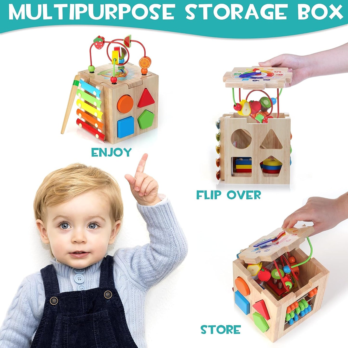 Davy | EduCube 8-in-1 Montessori Learning Toy | 8 Activities | 18+ months