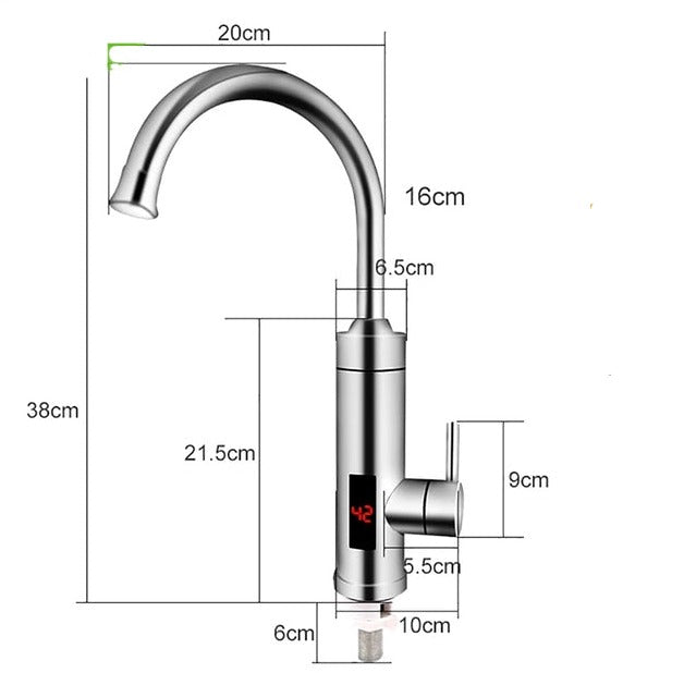 Davy | Electric Kitchen Faucet with Integrated Instant Heater | 3000W Quick Heating System | Stainless Steel Finish | Digital Temperature Display | Instant Hot Water Technology