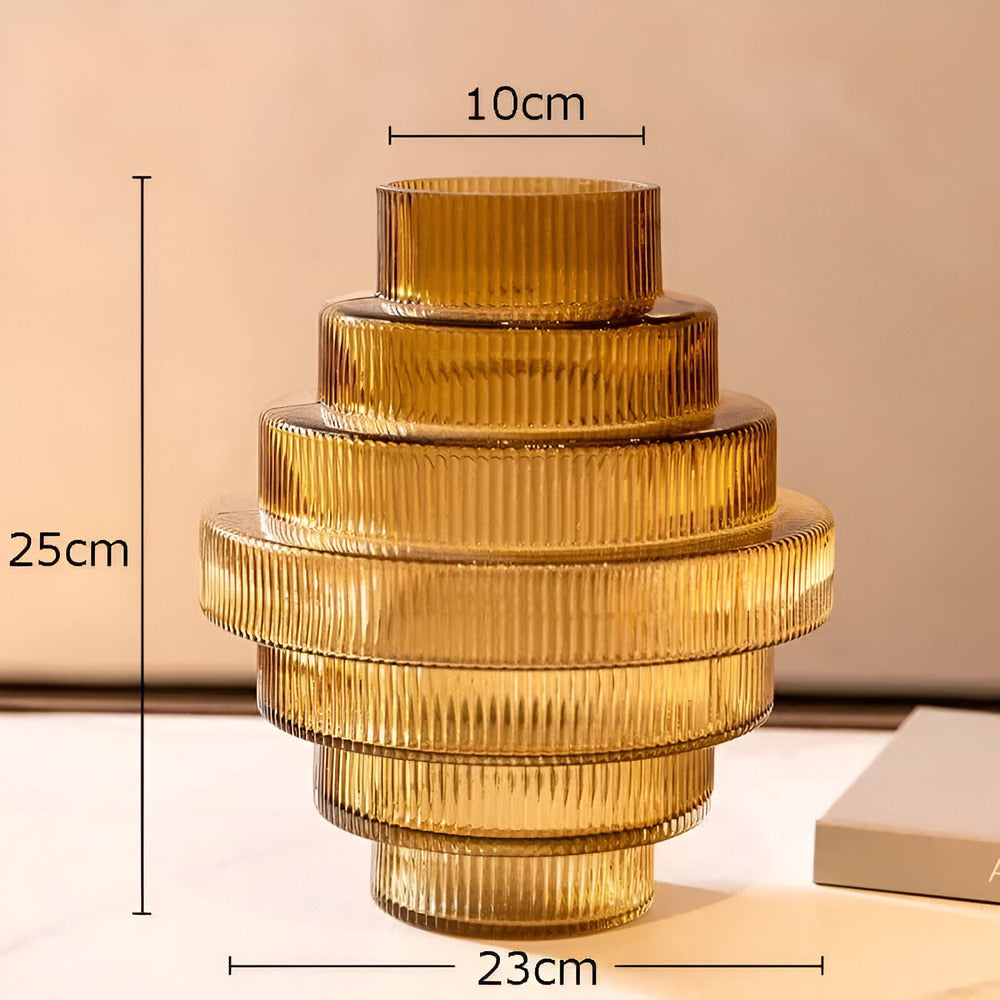 Davy | Elegant Amber Glass Vase - Contemporary Decorative Piece for Stylish Living Spaces