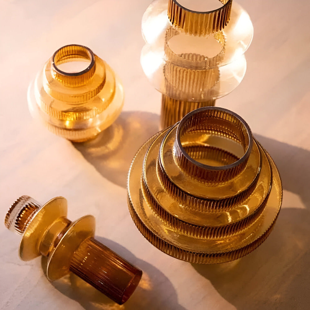 Davy | Elegant Amber Glass Vase - Contemporary Decorative Piece for Stylish Living Spaces