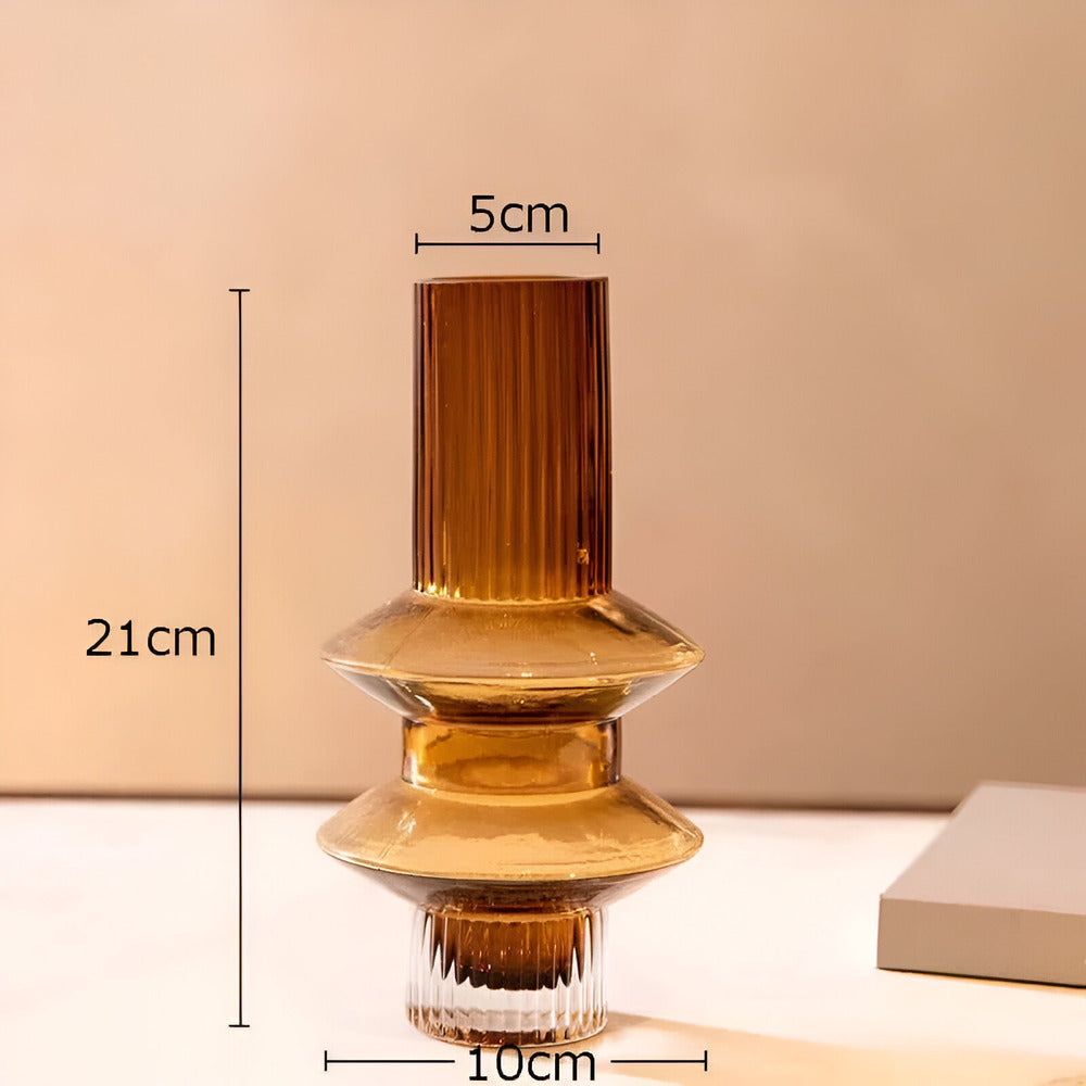 Davy | Elegant Amber Glass Vase - Contemporary Decorative Piece for Stylish Living Spaces