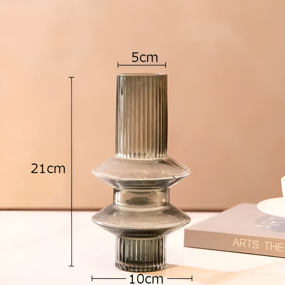 Davy | Elegant Amber Glass Vase - Contemporary Decorative Piece for Stylish Living Spaces