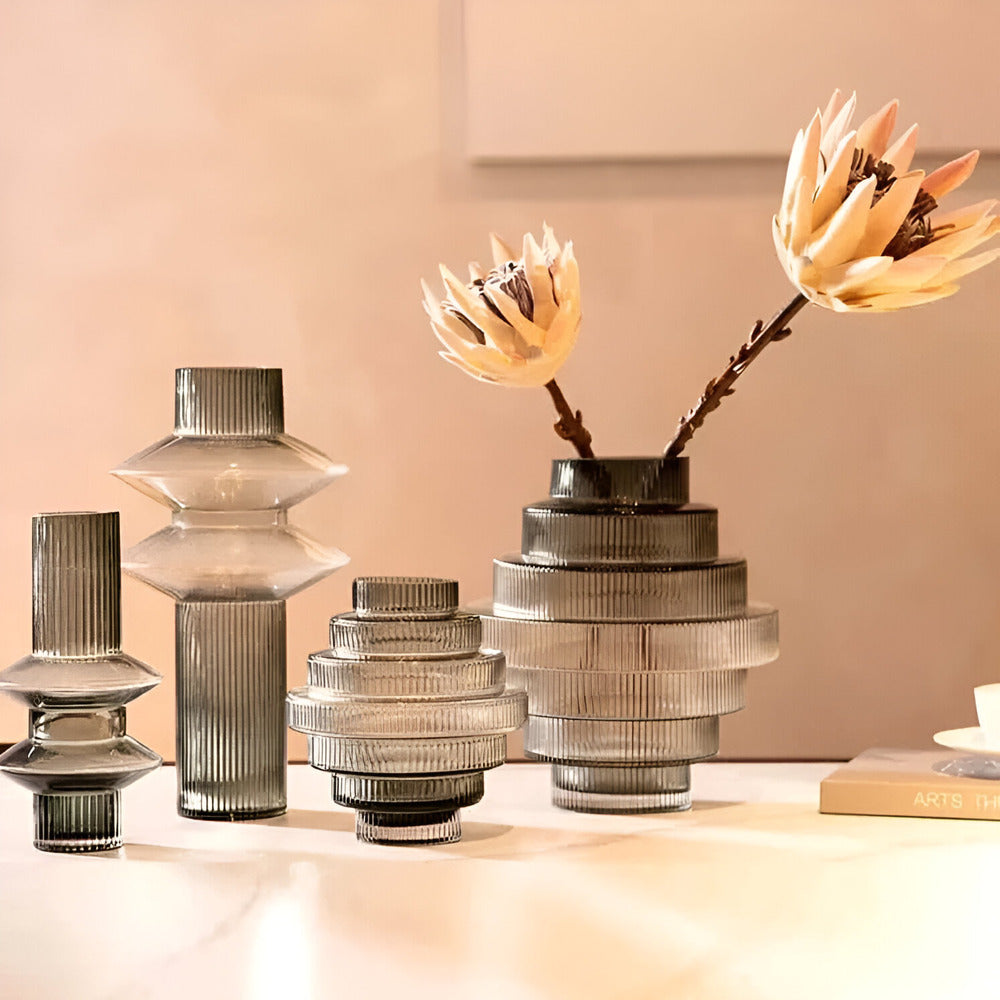Davy | Elegant Amber Glass Vase - Contemporary Decorative Piece for Stylish Living Spaces