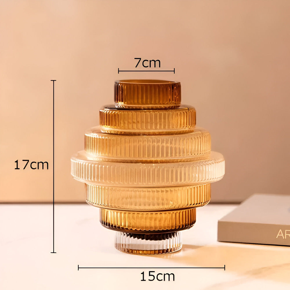 Davy | Elegant Amber Glass Vase - Contemporary Decorative Piece for Stylish Living Spaces
