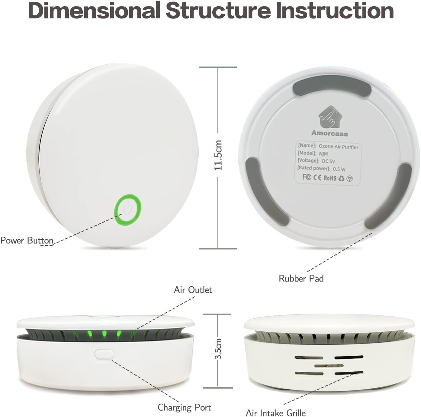 Davy | FreshAir Ozone Odor Eliminator – Portable Air Purifier for Smoke, Pet Odors & Household Smells