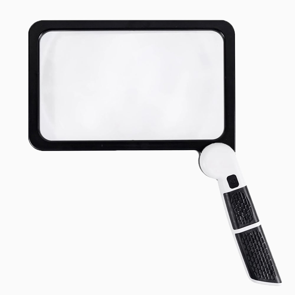 Davy | Full-Sided Handheld Magnifier – 5X Magnification, LED Illuminated Magnifier with 3 Modes, Ideal for Reading Books and for Seniors