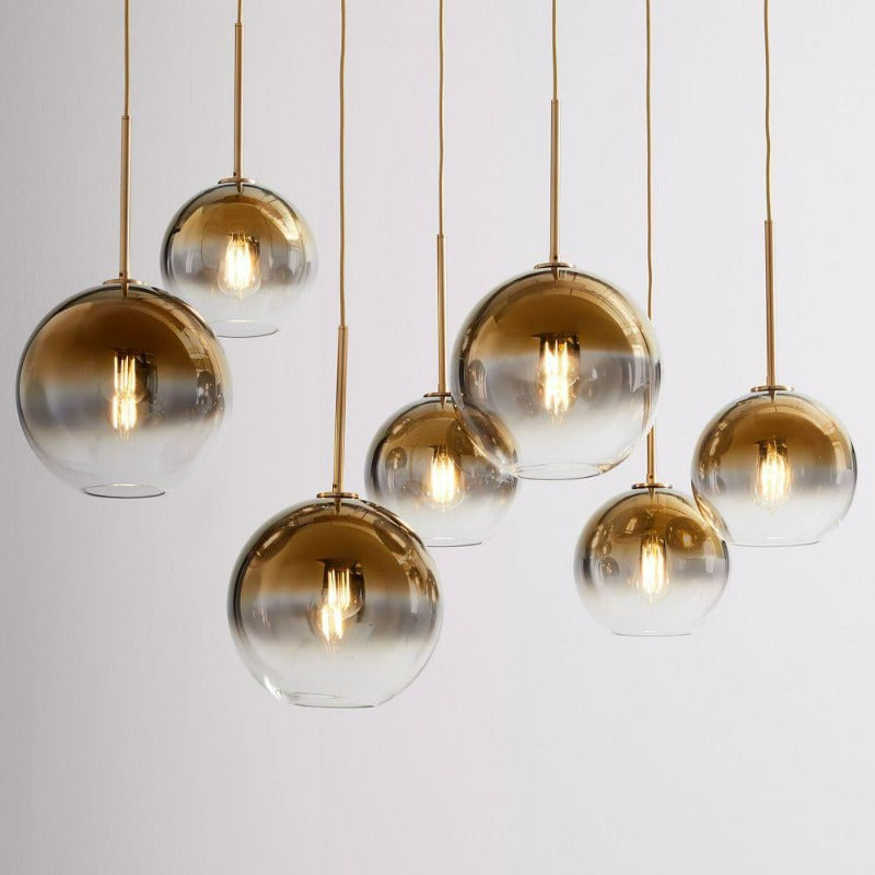 Davy | Glass Ball Pendant Light | Modern Brass Design