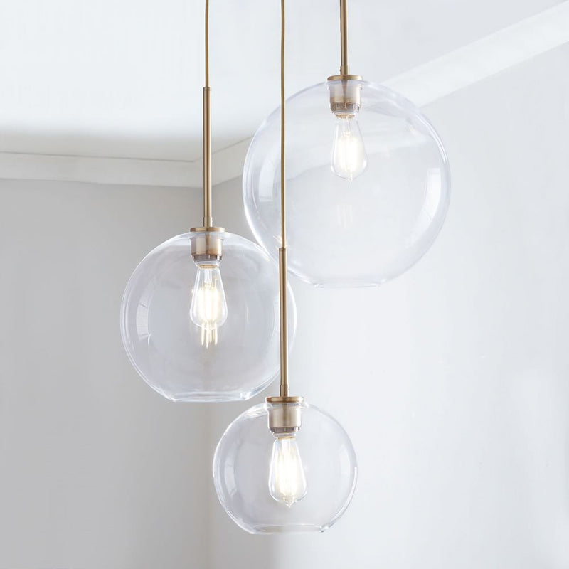 Davy | Glass Ball Pendant Light | Modern Brass Design