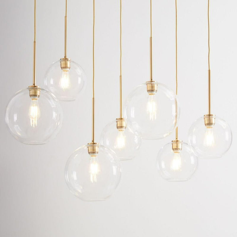 Davy | Glass Ball Pendant Light | Modern Brass Design