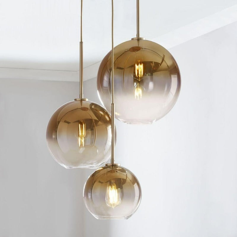 Davy | Glass Ball Pendant Light | Modern Brass Design