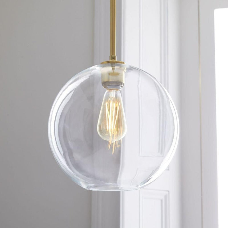 Davy | Glass Ball Pendant Light | Modern Brass Design