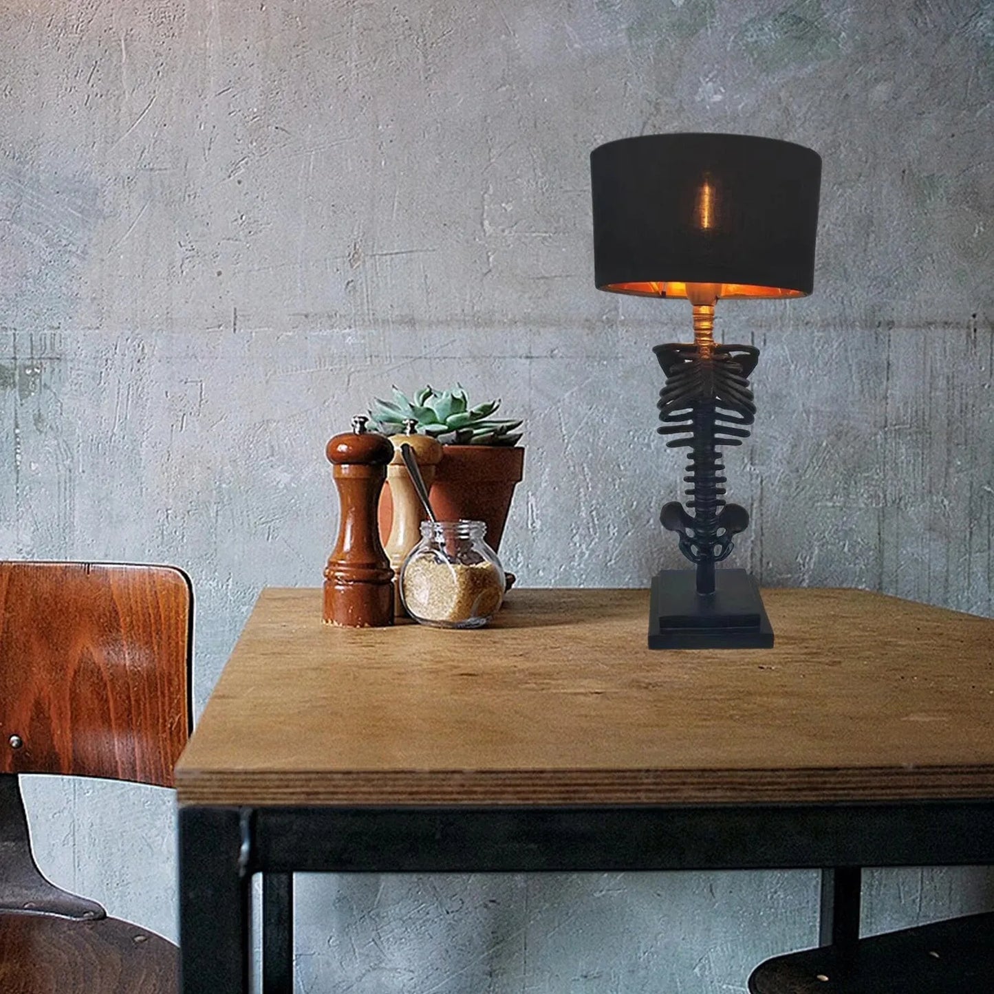 Davy | Gothic Skeleton Table Lamp | Handmade Art Design