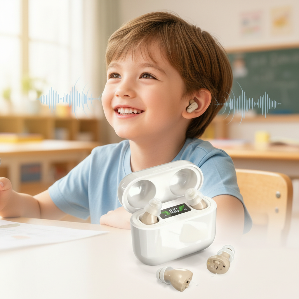 Davy | HearPro ITC Hearing Amplifier Set | Rechargeable | Intelligent Noise Cancellation | In-Ear Design (Discreet) | 20 Hours Runtime | Includes Mobile Charging Case